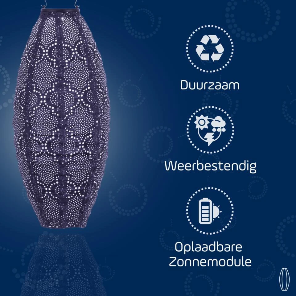LUMIZ Solar Lampion Bazaar Long Oval - 20 Cm - Future Dusk 2 LUMIZ Solar Lampion Bazaar Long Oval - 20 Cm - Future Dusk - Afbeelding 2