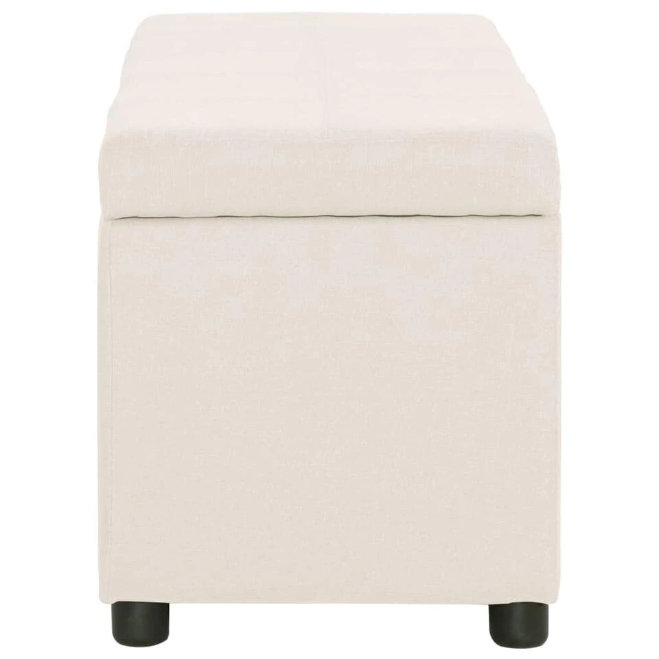 VidaXL Bankje Met Opbergvak 116 Cm Polyester Crème 2 VidaXL Bankje Met Opbergvak 116 Cm Polyester Crème - Afbeelding 2