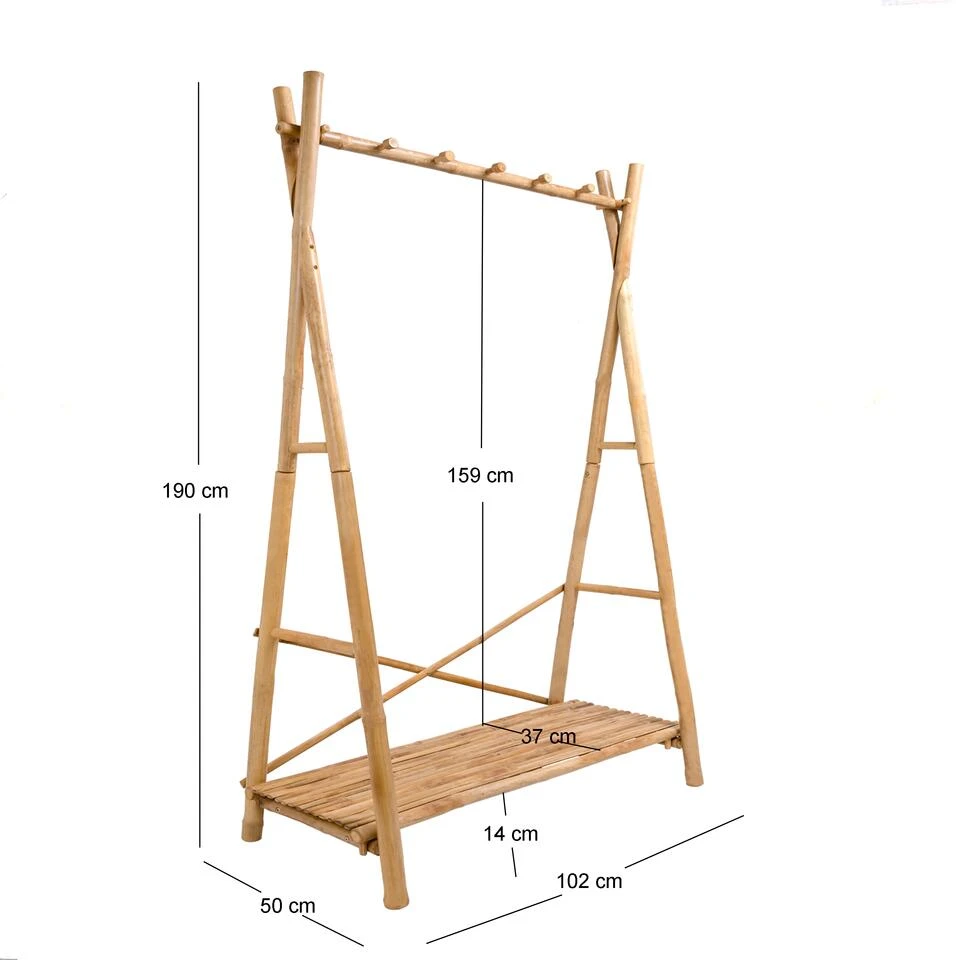 Massief Houten Garderobe/kledingrek 5 Massief Houten Garderobe/kledingrek - Afbeelding 5