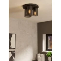 EGLO Colomera Plafondlamp - E27 - Ø 35 Cm - Zwart/Mat Grijs