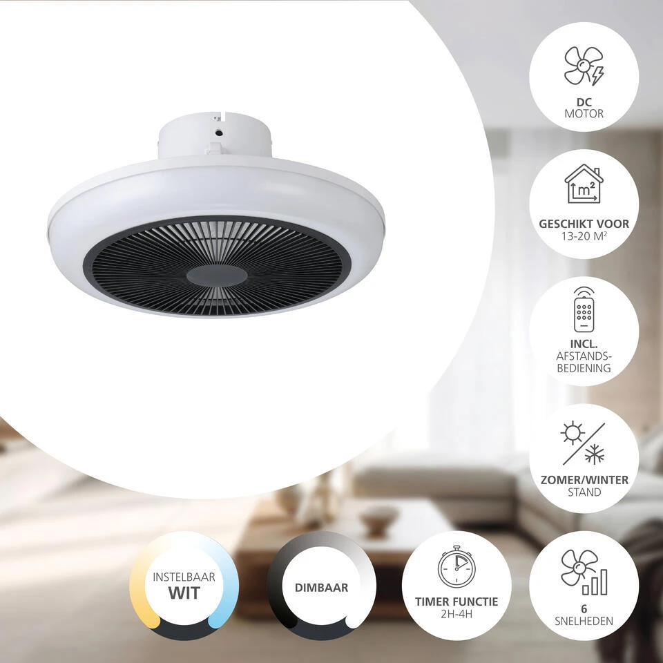 EGLO Sayulita Plafondlamp Met Ventilator - DC LED-CCT - Wit/Zwart 3 EGLO Sayulita Plafondlamp Met Ventilator - DC LED-CCT - Wit/Zwart - Afbeelding 3