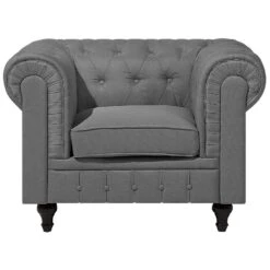 Beliani Fauteuil CHESTERFIELD - Grijs Polyester -Leenbakker Winkel 3b1f97fd0d2f4363b4e8c754a98f2818
