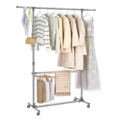 Bobbel Home - Garderoberek - Met Wieltjes - Hoogte Verstelbaar - RVS - Zilver -Leenbakker Winkel 3ce4fee0c9b54816b3fc5c3538f23027