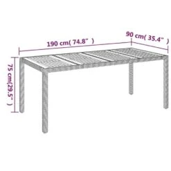 VidaXL - Tuintafel Met Houten Blad - Zwart - Poly Rattan - 190 X 90 X 75 Cm -Leenbakker Winkel 40864831387e4631944a3d08f8bdb0fa