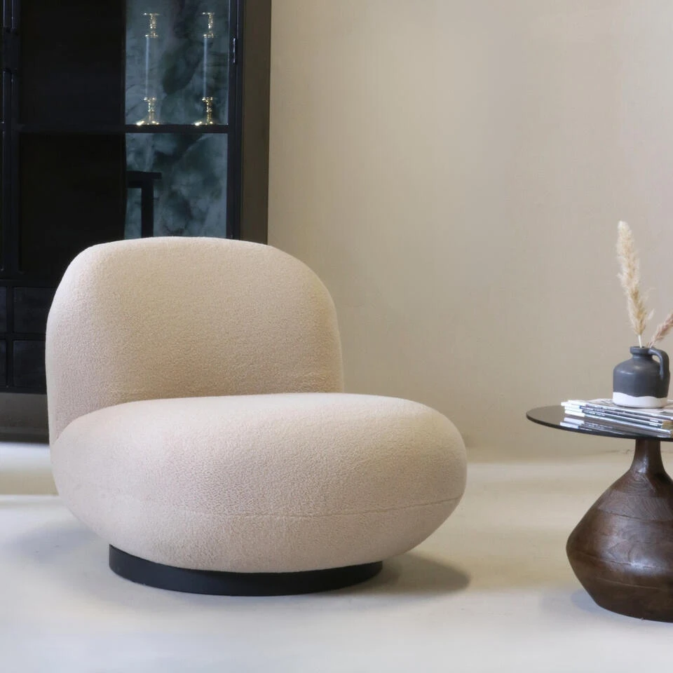 Fauteuil Teddy Beige - Zithoogte 41cm - 81x94x71cm - Swivel 2 Fauteuil Teddy Beige - Zithoogte 41cm - 81x94x71cm - Swivel - Afbeelding 2