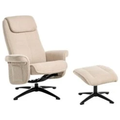 GERAS - Relaxfauteuil Met Voetenbank - Beige - Bouclé -Leenbakker Winkel 421b863ae07f44288cecca2e155d5a12