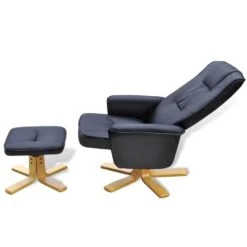 VidaXL Fauteuil Met Voetenbankje Kunstleer Zwart -Leenbakker Winkel 421f886b2045471fabc4b46a115ef9ee