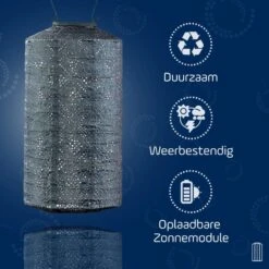 LUMIZ Solar Lampion Topaze Cylinder - 18 Cm - Grijs Blauw -Leenbakker Winkel 438aad0b586f491d9ecd91647c2017ea
