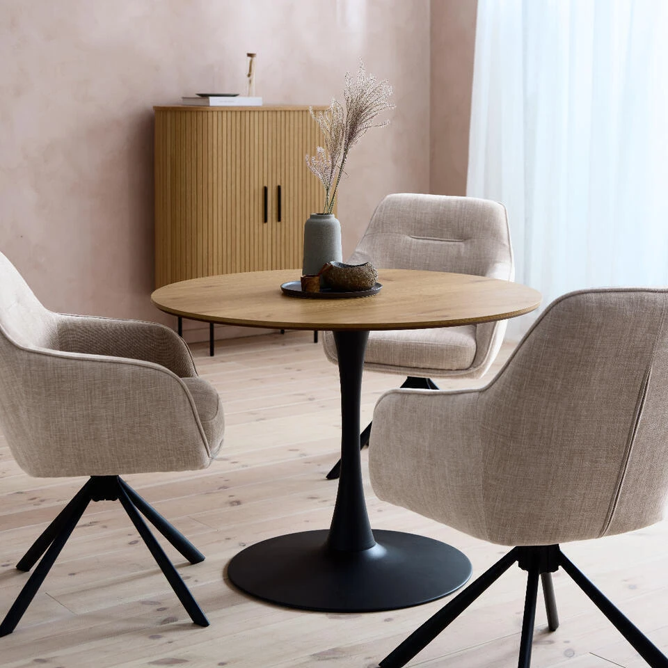 Nordic Home - Lenard Eettafel Rond Ø100 Cm - Naturel 2 Nordic Home - Lenard Eettafel Rond Ø100 Cm - Naturel - Afbeelding 2