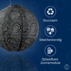 LUMIZ Solar Lampion Paisley Rond - 30 Cm - Donker Grijs -Leenbakker Winkel 43e50b7539cd4ab29a8ffca906d0aa03