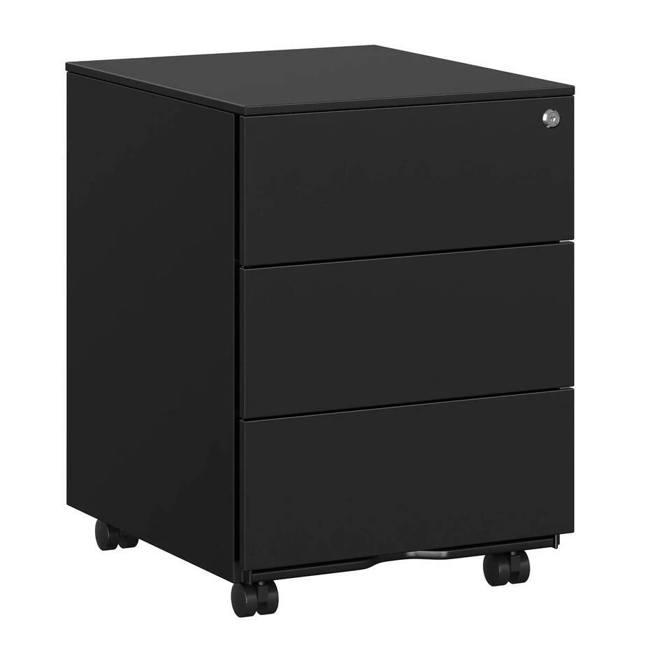 Bureau Ladeblok Verrijdbaar Incl. Slot - 55x45x39cm - Zwart 8 Bureau Ladeblok Verrijdbaar Incl. Slot - 55x45x39cm - Zwart - Afbeelding 8