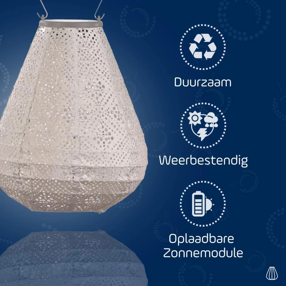 LUMIZ Solar Lampion Topaze Tulip - 20 Cm - Licht Taupe 5 LUMIZ Solar Lampion Topaze Tulip - 20 Cm - Licht Taupe - Afbeelding 5