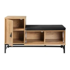 CALICOSY - Schoenenbank JILL - Licht Hout - 59x101x38 Cm -Leenbakker Winkel 46b998af2759477889bf8d5e64433cb7