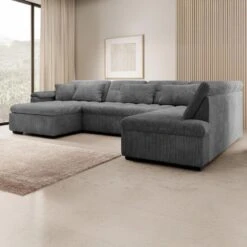 Meubella - Hoekbank Nicoreta - Donkergrijs Ribstof - Links -Leenbakker Winkel 4b45e6ee182d4aa88ba7c13b5e7f862d