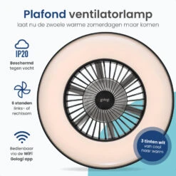 Gologi Plafondventilator Met Verlichting - Ø60 Cm - LED RGBW - 6 Standen 14 Gologi Plafondventilator Met Verlichting - Ø60 Cm - LED RGBW - 6 Standen -Leenbakker Winkel 4e4b47ebec274834b6191027f7fa1a84