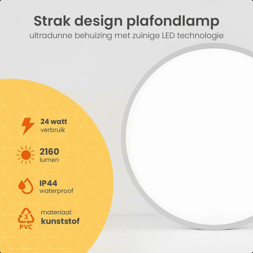 Goliving Plafondlamp - Plafonnière - LED - Ø30cm - Wit 3 Goliving Plafondlamp - Plafonnière - LED - Ø30cm - Wit - Afbeelding 3