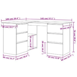VidaXL - Hoekbureau - Grijs - Bewerkt Hout -Leenbakker Winkel 52d65301601345a890087687e5919e19