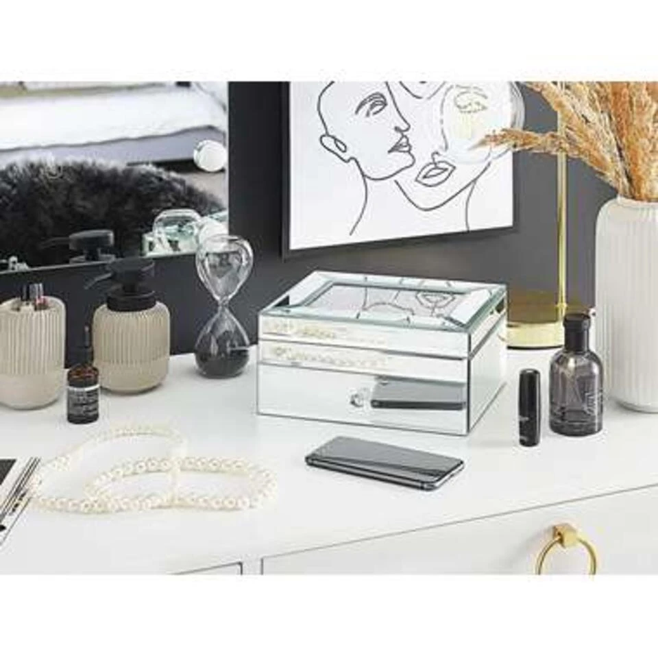 Beliani Juwelenkist KOFI - Zilver Glas 3 Beliani Juwelenkist KOFI - Zilver Glas - Afbeelding 3