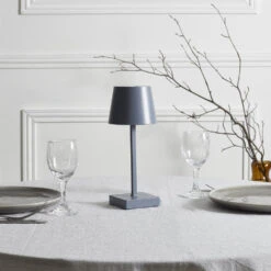 Home Deco Factory LED Tafellamp - Kunststof - Grijs - Touch - 26cm -Leenbakker Winkel 5434afef20e24b0abcef6256c4050214