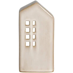 Theelichthouder Huis - Beige - 14x11x7,5 Cm