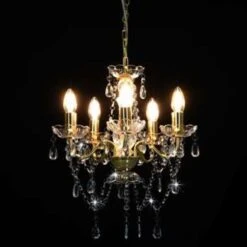 VidaXL Kroonluchter Met Kristallen Kralen Rond 5xE14 Goudkleurig -Leenbakker Winkel 58628376ebcb42f690fd50c13d8488dd