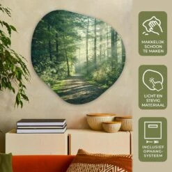 MuchoWow Wand Decoratie 90x90cm Bos Pad Zon Bomen Groen -Leenbakker Winkel 5b91e17c451240a7a8f0830b68138af1