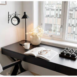 Merkloos Ostaria Wandklok/muur Klok - 21cm - Station Klok - Metaal - Zwart -Leenbakker Winkel 5bf51d7a6f634a8b80a1b56d9b86aea3