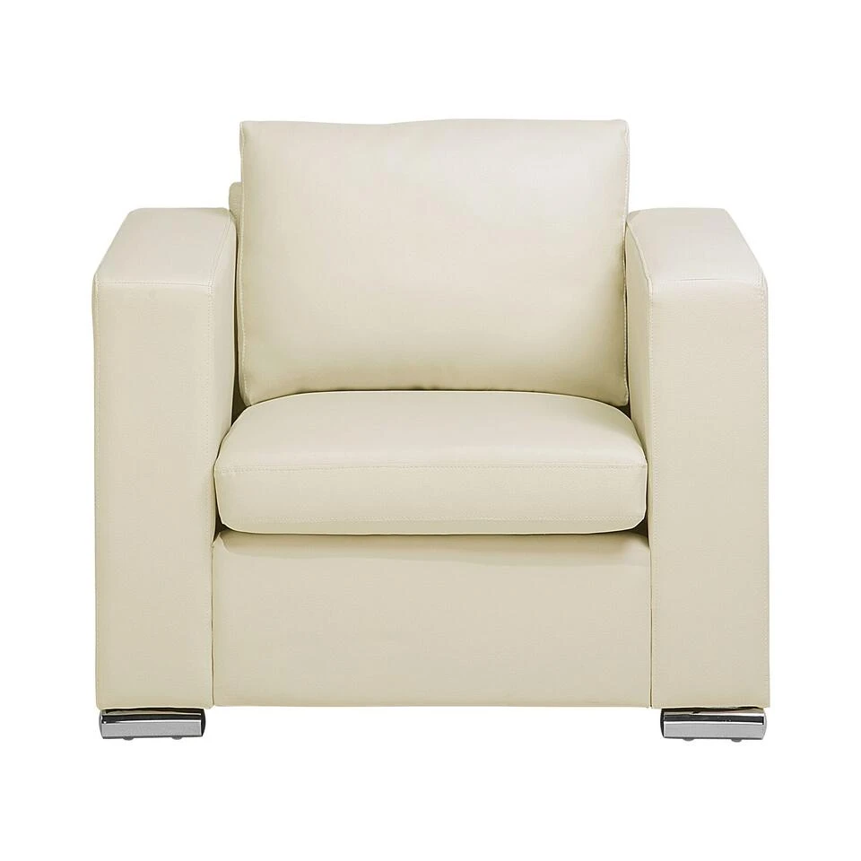 Beliani Fauteuil HELSINKI - Beige Leer 4 Beliani Fauteuil HELSINKI - Beige Leer - Afbeelding 4