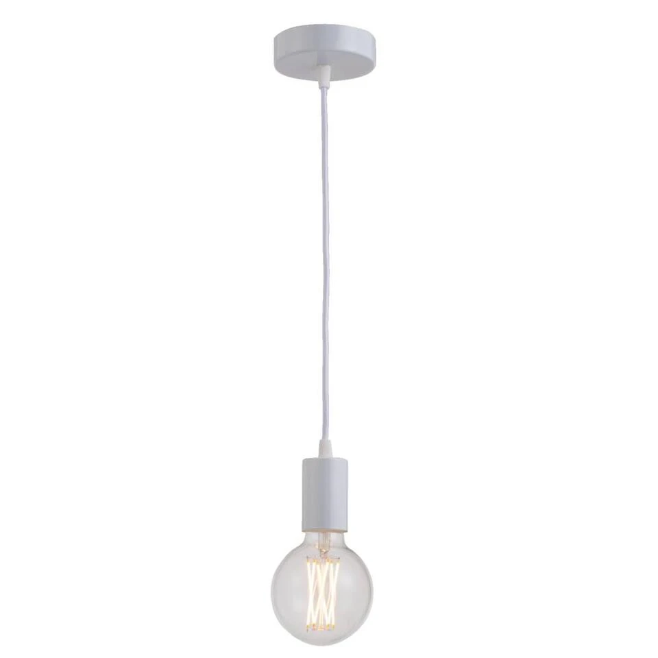 Pendel Hanglamp - Wit - E27 - 200 Cm 1 Pendel Hanglamp - Wit - E27 - 200 Cm