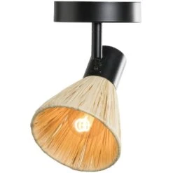 1-spot Raffia E14 - Beige/zwart Metaal - 19x15x11 Cm