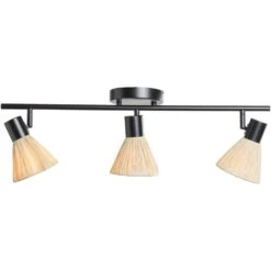 3-spot Raffia E14 - Beige/zwart Metaal - 21x66x11 Cm