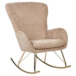 ANASET - Schommelstoel - Beige - Bouclé -Leenbakker Winkel 60eb72e1eb8a416e99378115514fdaf5