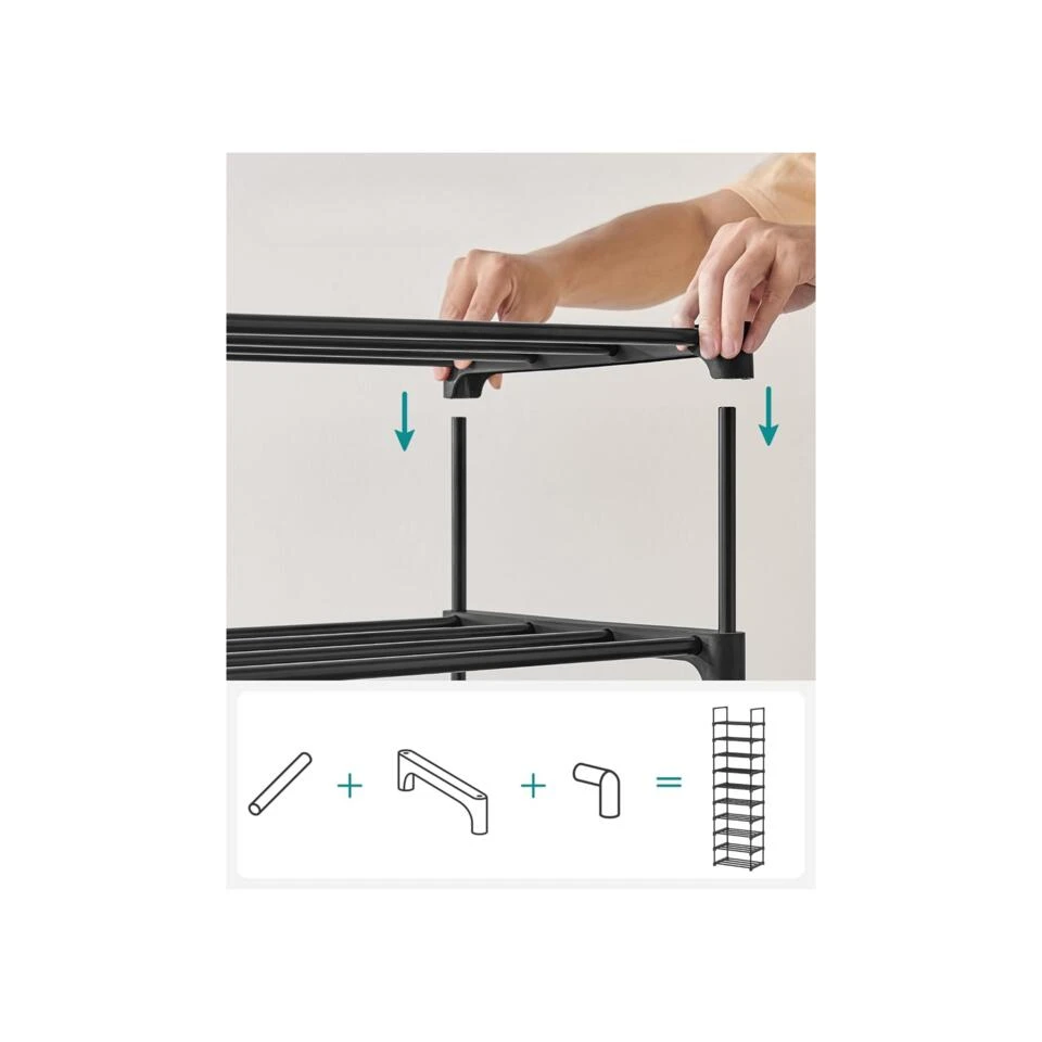 Metalen Schoenenrek Met 10 Planken, Standplank, Multifunctioneel 9 Metalen Schoenenrek Met 10 Planken, Standplank, Multifunctioneel - Afbeelding 9