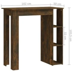 VidaXL - Bartafel Met Opbergruimte - Gerookt Eiken - Bewerkt Hout - 102x50 Cm -Leenbakker Winkel 690d26aced73466798fd3f4229bf5710