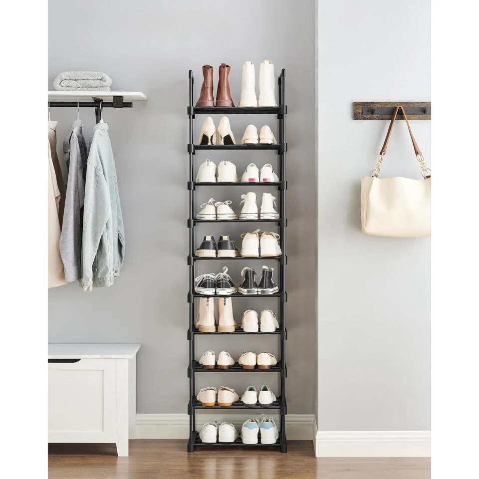 Metalen Schoenenrek Met 10 Planken, Standplank, Multifunctioneel 2 Metalen Schoenenrek Met 10 Planken, Standplank, Multifunctioneel - Afbeelding 2
