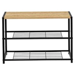 Schoenenbankje Alizee - 63x30x43cm - Eikdecor/zwart -Leenbakker Winkel 69ce5ac8e103494e8f75022cc0bd043d