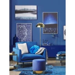 Beliani Fauteuil VINTERBRO - Blauw Fluweel -Leenbakker Winkel 6cf053603ad545d1928d9d73aba6d8e0
