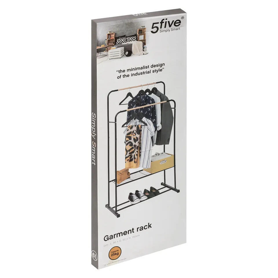 5Five Kledingrek - Dubbele Stang - Metaal - 82 X 50 X 153 Cm 6 5Five Kledingrek - Dubbele Stang - Metaal - 82 X 50 X 153 Cm - Afbeelding 6