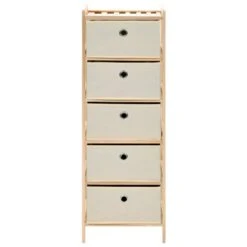 VidaXL Opbergrekken Met 5 Stoffen Manden 2 St Cederhout Beige -Leenbakker Winkel 6f1405fcd9ad4b3e9c45113cd81f98e8