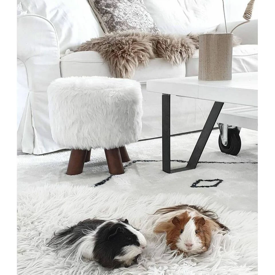 Beliani Hocker IOWA - Wit Polyester 4 Beliani Hocker IOWA - Wit Polyester - Afbeelding 4