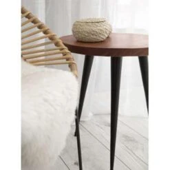 Beliani Bijzettafel DETAH - Donkere Houtkleur Teakhout -Leenbakker Winkel 729ef3114018431c8bb27966ecb5bd8e