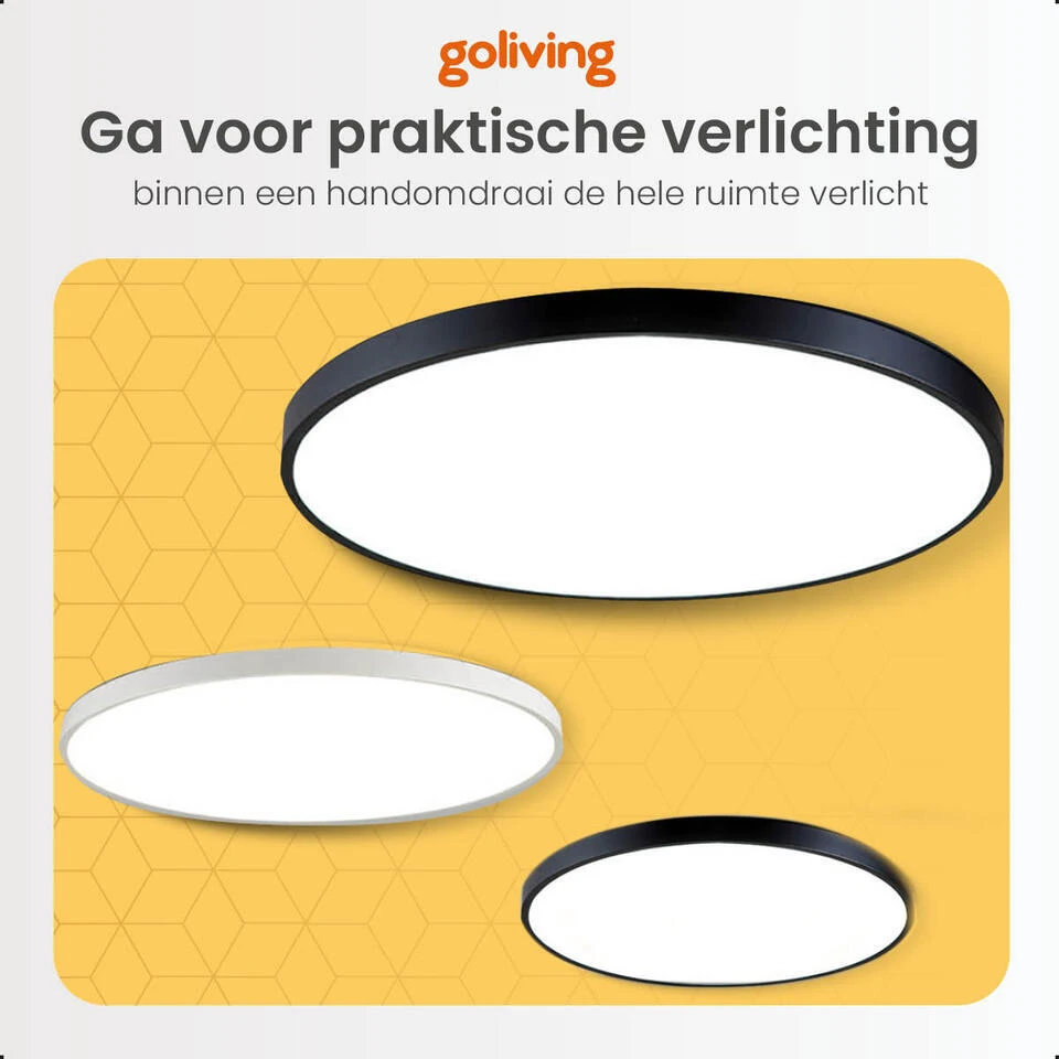 Goliving Plafondlamp - Plafonnière - LED - Ø30cm - Wit 2 Goliving Plafondlamp - Plafonnière - LED - Ø30cm - Wit - Afbeelding 2