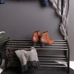 Padova Schoenenrek - Met 2 Niveaus - Zwart - Metaal- 34x32cm -Leenbakker Winkel 76cfa7f51b484f298a07bf88d04570c7