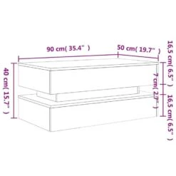 VidaXL - Rechthoekige Salontafel Met LED - Gerookt Eiken - Hout - 90x50 Cm -Leenbakker Winkel 77ac5631cc1f4933b108b93a93836036