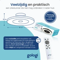 Gologi Plafondventilator Met Verlichting - Ø60 Cm - LED RGBW - 6 Standen 23 Gologi Plafondventilator Met Verlichting - Ø60 Cm - LED RGBW - 6 Standen -Leenbakker Winkel 793e25b16b7242d7a15a1a13305f8bbb