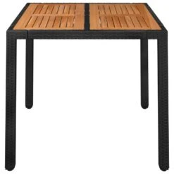 VidaXL - Tuintafel Met Houten Blad - Zwart - Poly Rattan - 90 X 90 X 75 Cm -Leenbakker Winkel 7b022cec9bc54ae9838c09e8969eacea