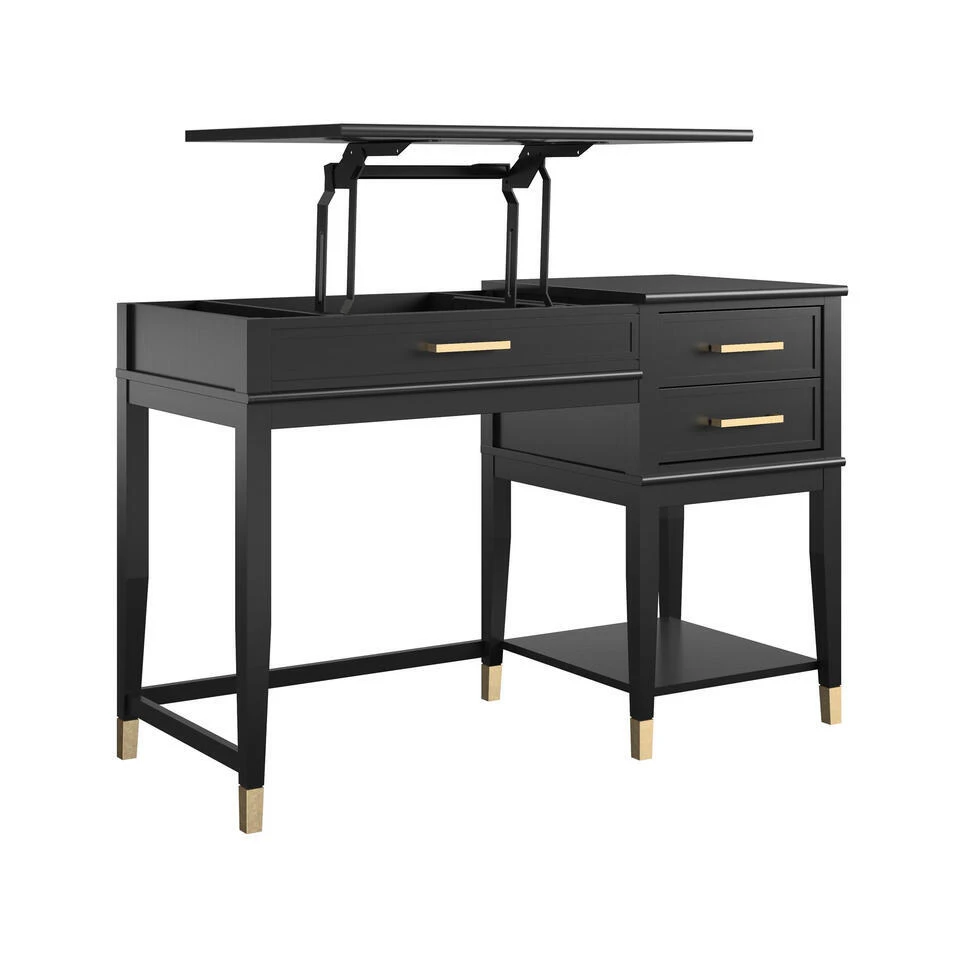 Westerleigh - Computerbureau Met Lifttop In Zwart MDF 4 Westerleigh - Computerbureau Met Lifttop In Zwart MDF - Afbeelding 4