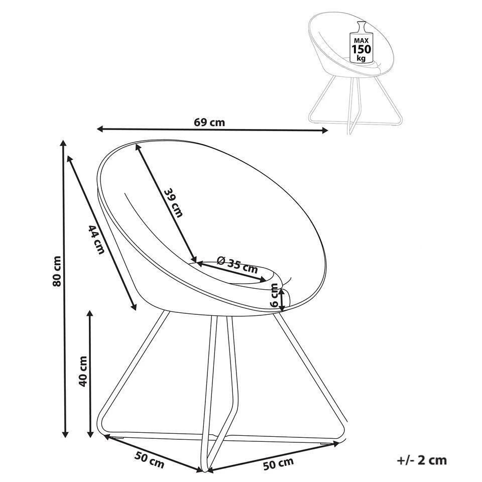 FLOBY II - Fauteuil - Crème - Bouclé 4 FLOBY II - Fauteuil - Crème - Bouclé - Afbeelding 4