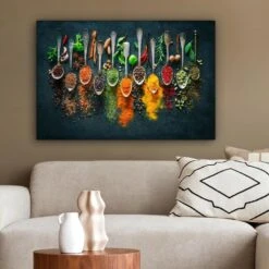 MuchoWow Canvas Schilderij 90x60cm Kruiden Specerijen Lepels -Leenbakker Winkel 7b5771751ea5438390ef23458f2073d0