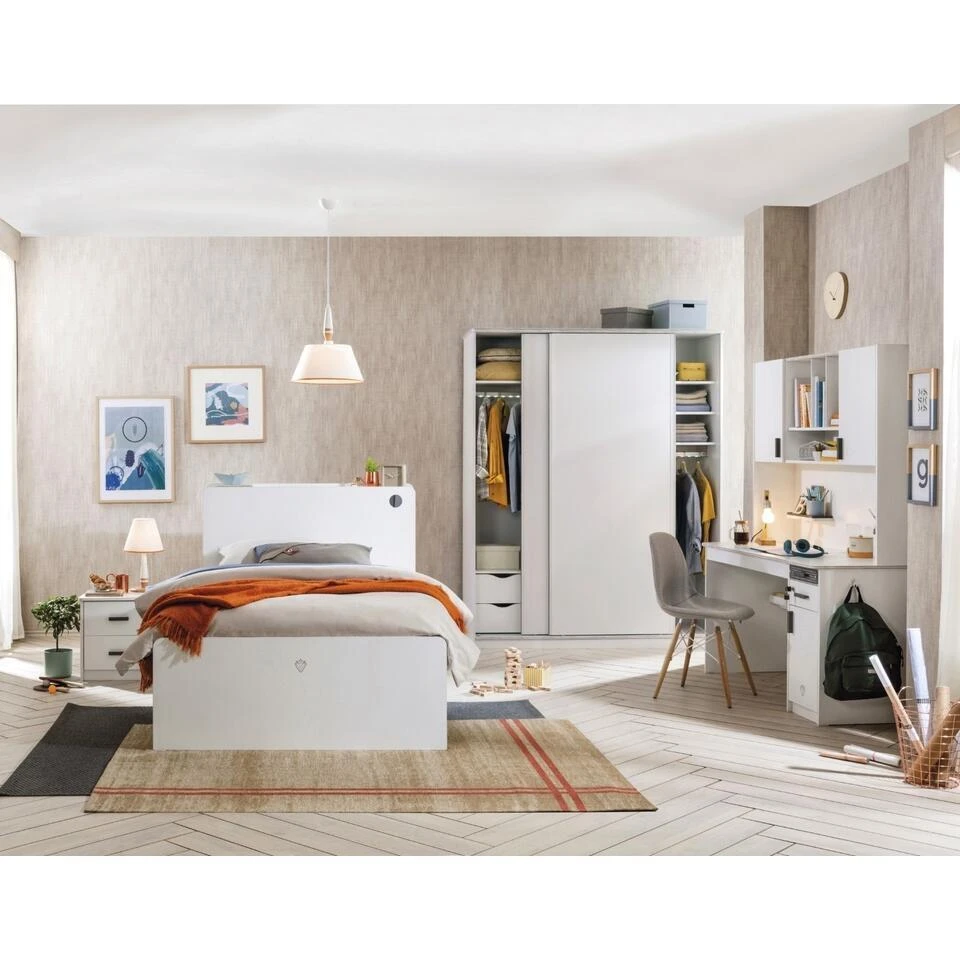 California - Bureau - Tienerkamer - 58x138x179 Cm - Wit 3 California - Bureau - Tienerkamer - 58x138x179 Cm - Wit - Afbeelding 3